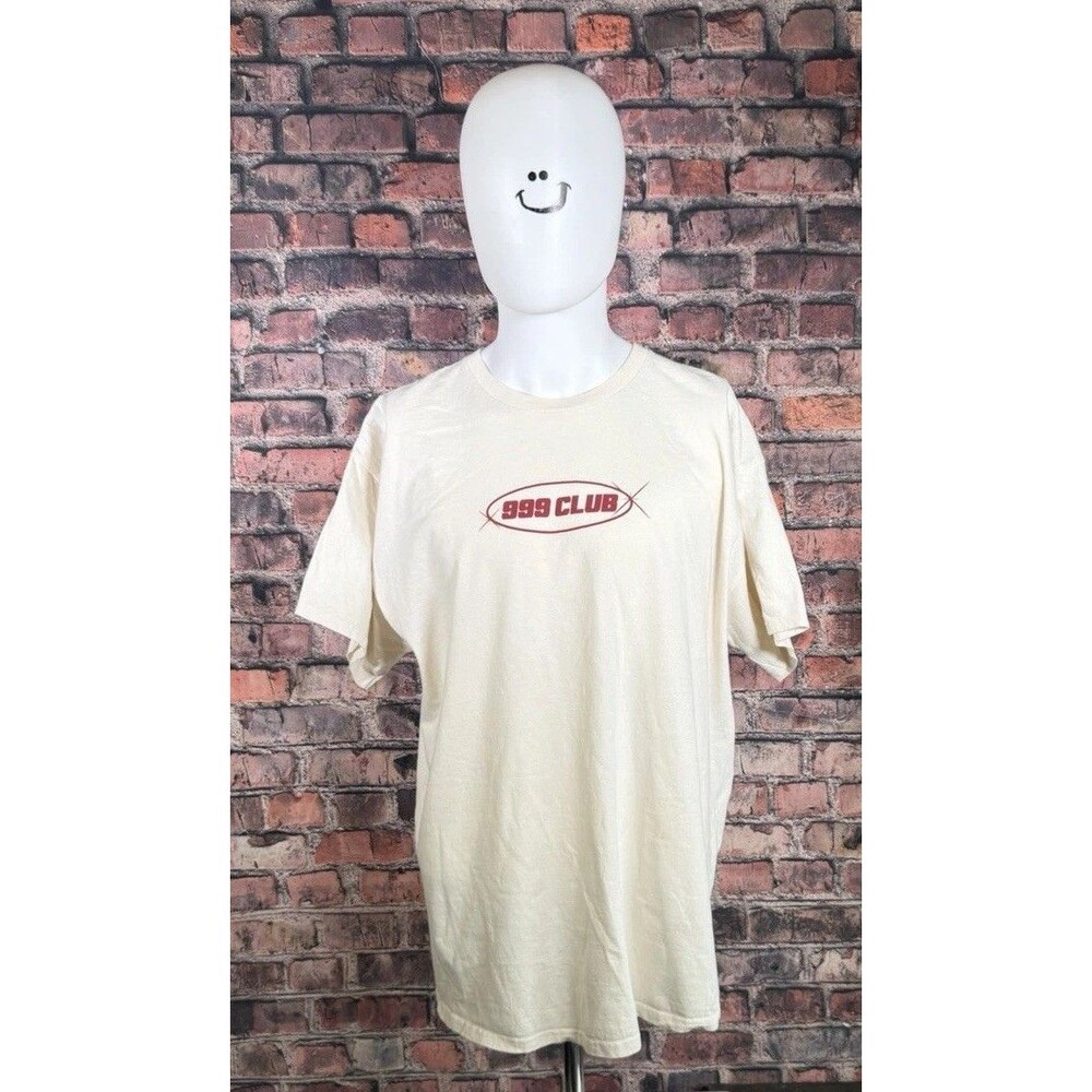 999 Club Double-Sided Graphic Logo Crew Neck Short Sleeve T-Shirt Beige XL